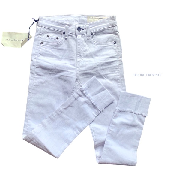RAG & BONE AGED 10 INCH CLASSIC JEANS WOMEN COLOR WHITE SIZE 24 - Picture 1 of 6